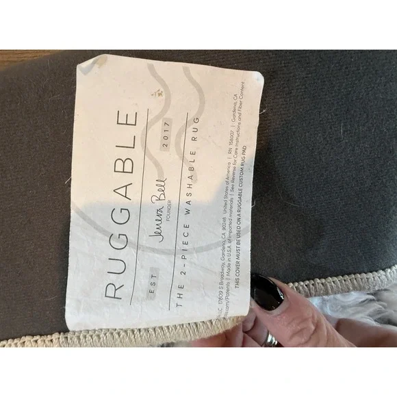 Ruggable Rug Plush Geometric Triangle - Cream/white & Grey- 3x5 - No Base - Picture 2 of 8